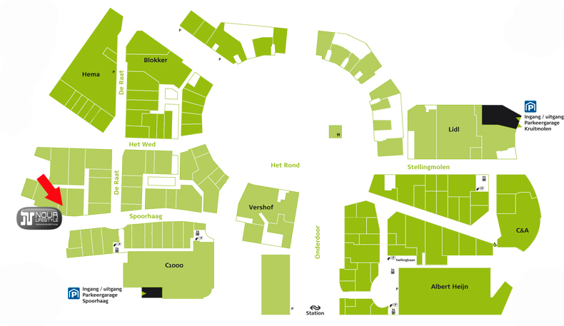 Nour Lifestyle op het Rond in Houten plattegrond