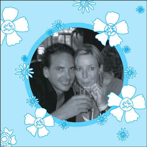 trouwkaart bloemen blauw