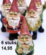 Set van 6 tuinkabouters