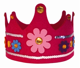 roze vilten kroon met klitteband zodat de kroon jaren meekan.