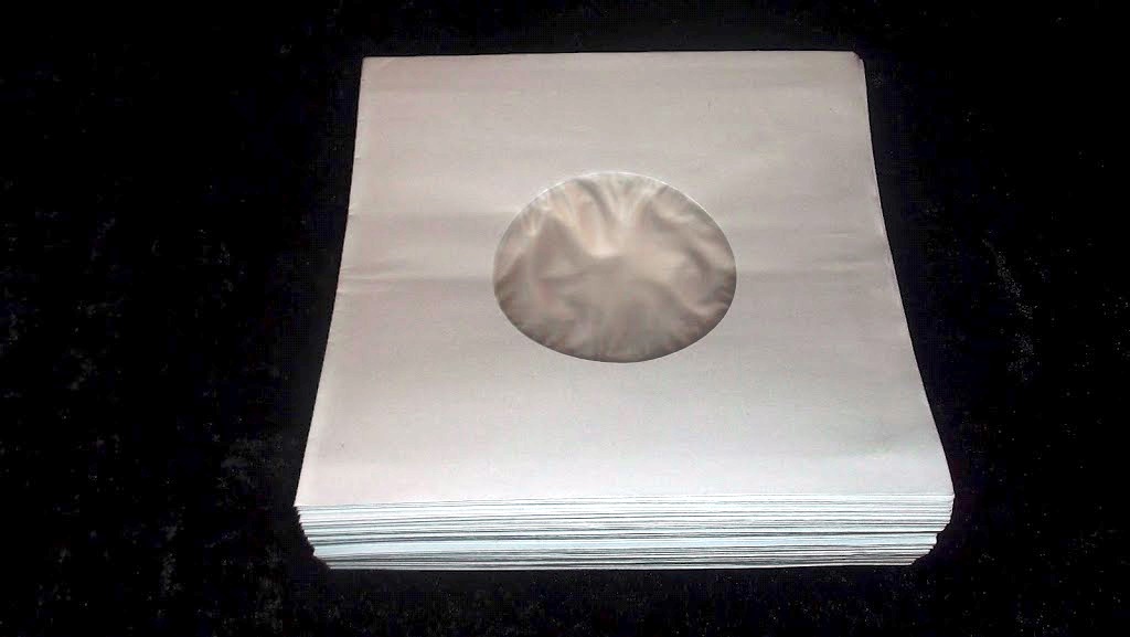 Wit Papieren Hoezen voor vinylsingles (cellophan voering)