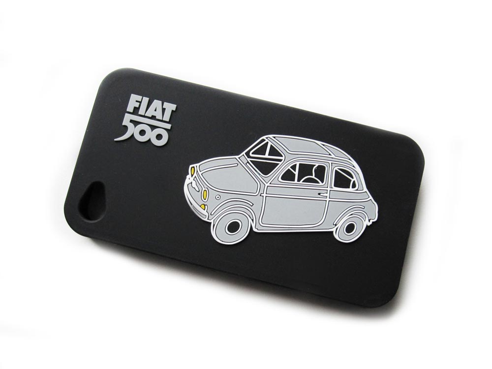 iPhone 4 cover Zwart met Grijze FIAT 500