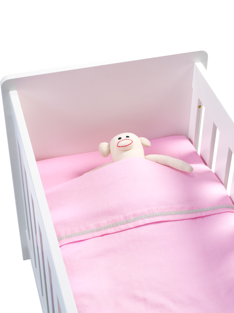 Ledikant dekbed / dekenovertrek Linnen Pink