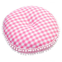 Sierkussen Droom in Pink ruitje met bolletjesrand