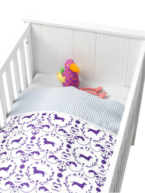 Ledikant dekbed en dekenovertrek Jip in Paars van Coming Kids