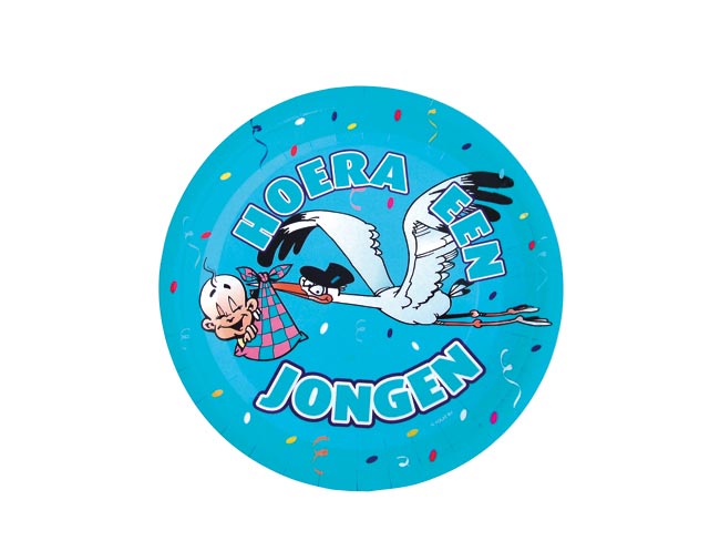 Bord Jongen Ooievaar 23cm 8 stuks