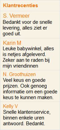 Babywinkel klantrecenties