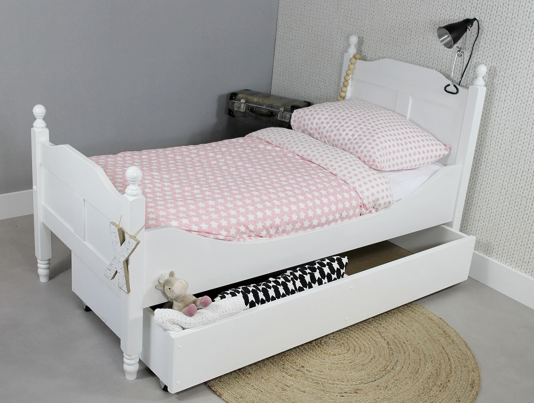 Peuterbed amalia 70x150 (in dekkend wit stevige lattenbodem)