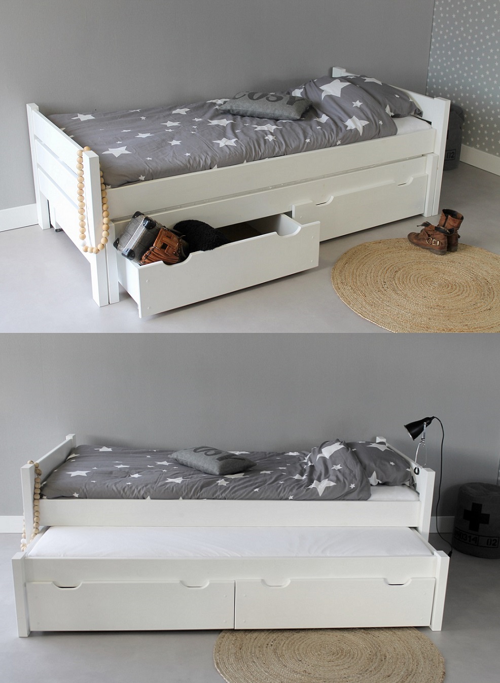 Tienerbed combi 90x200 (2 bedden kleur wit 2 stevige ... Bed voor twee peuters