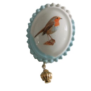 Broche roodborst blauw