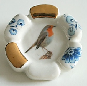Roodborst Broche Gold/Blue