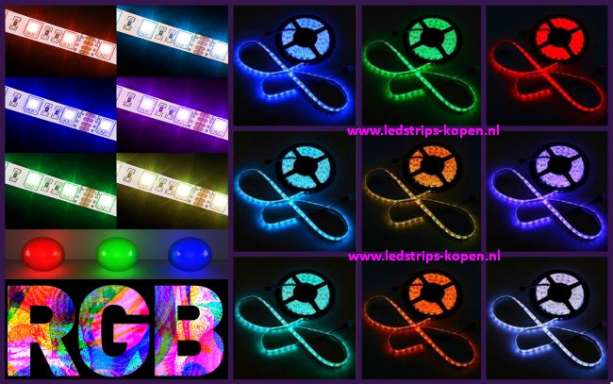 IP67 RGB ledstrip SMD5050 30 LED mtr Waterproof Gamma Badkamermeubel ~ IP67 RGB ledstrip SMD5050 30 LED mtr Waterproof