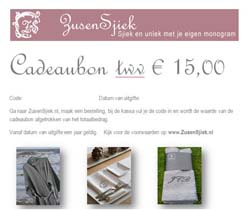 Cadeaubon ZusenSjieK  € 15,00