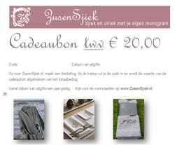 Cadeaubon ZusenSjieK  € 20,00