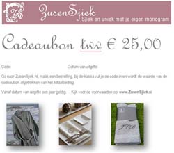 Cadeaubon ZusenSjieK  € 25,00