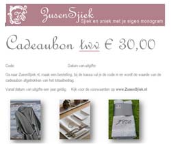 Cadeaubon ZusenSjieK  € 30,00