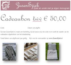 Cadeaubon ZusenSjieK  € 50,00