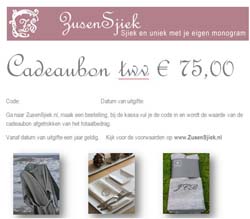 Cadeaubon ZusenSjieK  € 75,00
