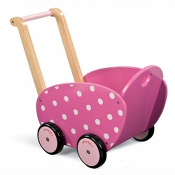 2 - Mooie, stevige poppenwagen in vrolijke kleuren. 
