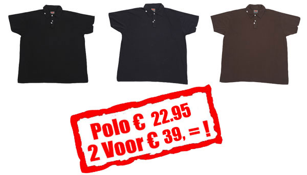 JeansXL grote maten heren Polo`s aanbieding. Grote maten heren polo`s van 3XL t/m 8XL.