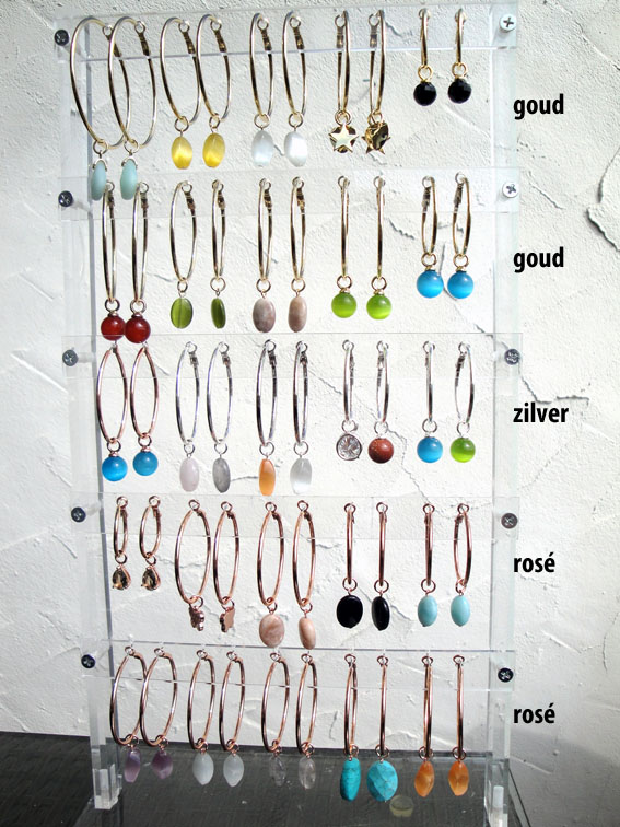 slechts Euro 19,95 oorringen met 1 paar halfedelstenen hangers