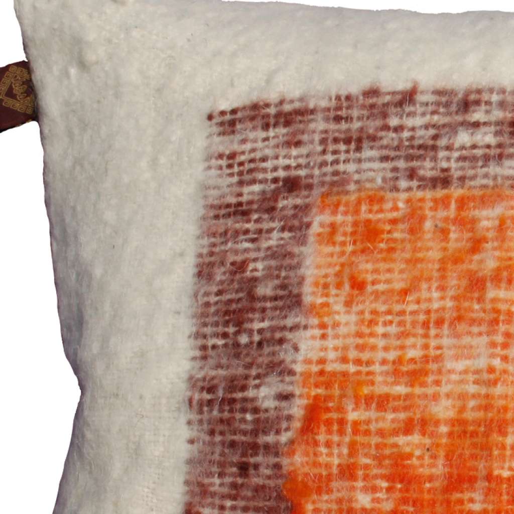 Wollen kussen cuadro oranje