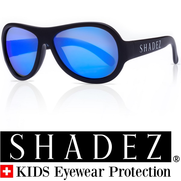 Shadez UV zonnebril Zwart met Blauwe spiegelglazen