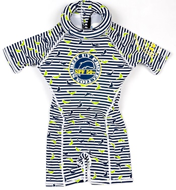 UV beschermend drijfpakje Swimsafe Dolphin Stripe blauw