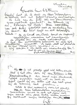 Brief aan Aage Witteveen over geboortekaartje