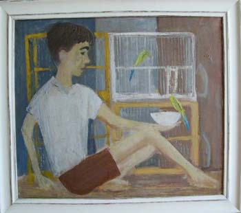 Jongen met parkietjes