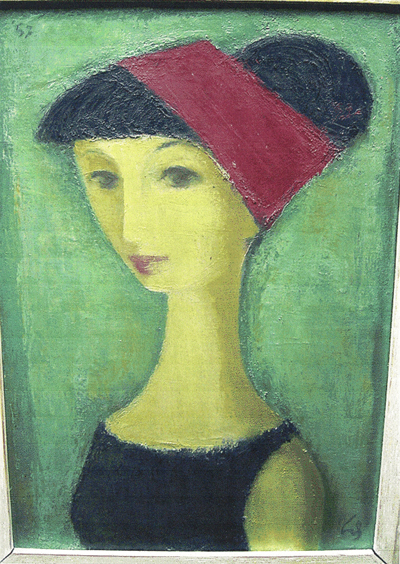 Vrouw met rode haarband