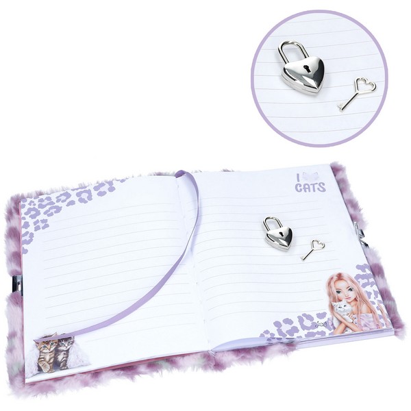 TOPModel Dagboek Cosy Cat met Slot Lila