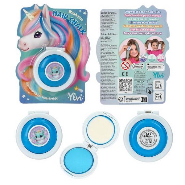 Ylvi Uitwasbaar Haarkrijt Unicorn Blauw