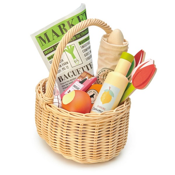 Tender Leaf Houten Winkelmandje met Boodschappen