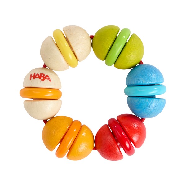 Grijpfiguur rammelaar hout Kleurrijke Knikkers