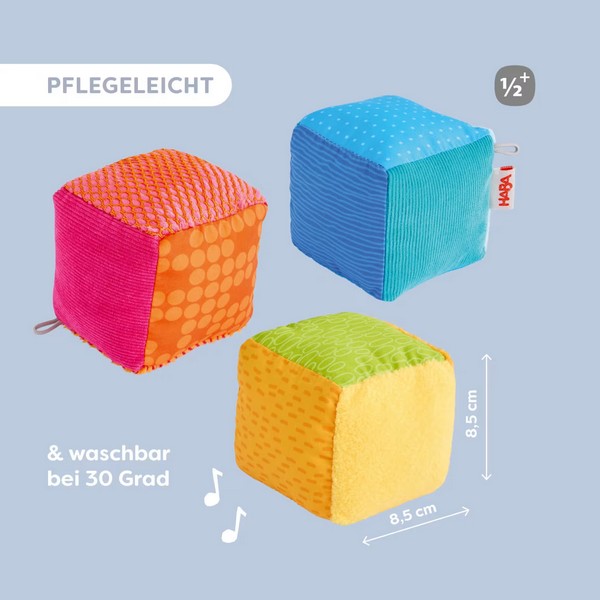 Grijpfiguur rammelaar stof Speelkubus Klangtrio
